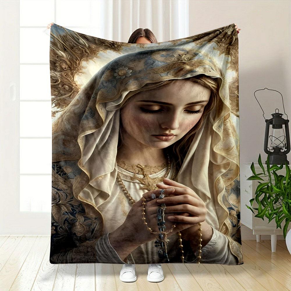 Religious Madonna Prayer Shawl Blanket Printed Blanket for Living Room Bed Couch lunch break Soft Cozy Blanket for Friend's festival Gift