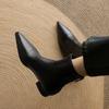 Мода 2025 Новые осенние женские ботинки Женская обувь Заостренный носок Массивный каблук Зимние ботильоны Слипоны Женская обувь Эластичные ботинки челси