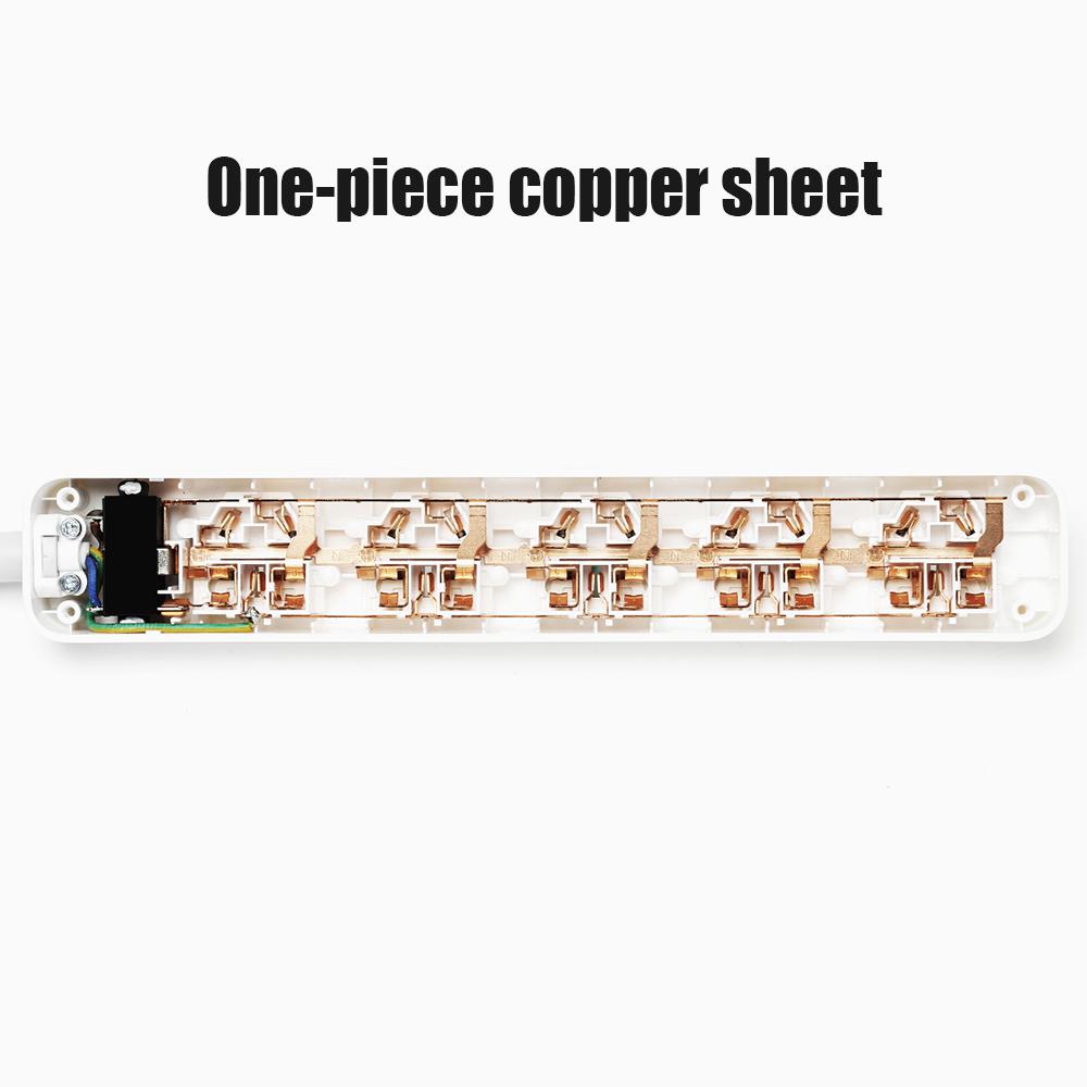 Удлинитель Xiaomi с заземленным сетевым фильтром, 5 розетками и плоской вилкой PowerPort