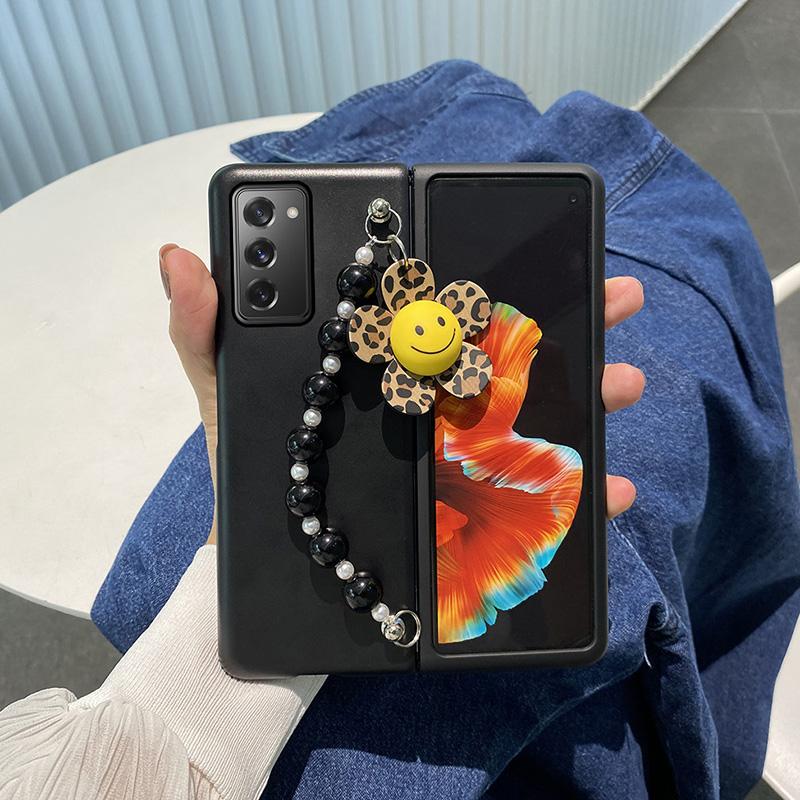Luxury Fashion Diy Sunflower Hand Chain Clear Phone Case For Samsung Galaxy Z Fold 3 Z Fold 2 Z Fold 4 Transparent Cover Fundas