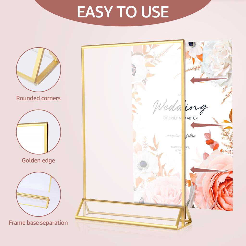 DIY Blank Clear Display Signs Acrylic Sign Holder Picture Frame Display Stand Holder Table Menu Stands for Wedding Decoration