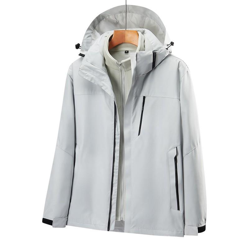 3-in-1 Fleece Lined Hooded Jacket Men Women Outdoor Hiking Camping Skiing 2111