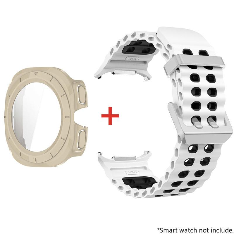 Стекло+Чехол+Ремешок для Samsung Galaxy Watch Ultra Ремешок 47 мм Спортивный силиконовый Браслет для Galaxy Watch Ultra 7 47 Аксессуары для ремешка