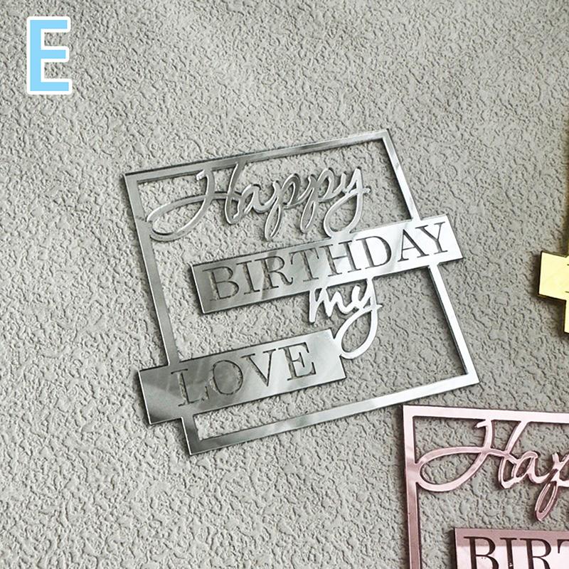 Happy Birthday Cake Topper Plastic Gold Mirror Cupcake Topper For Kids Birthday Party Cake Dessert Decorations Baby Shower Decor