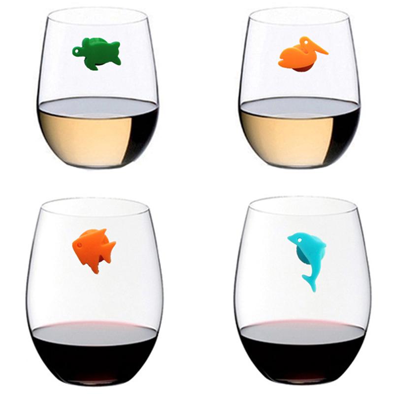 12 шт./компл. силиконовый маркер для бокалов с изображением морских животных для питья идентификатор чашки