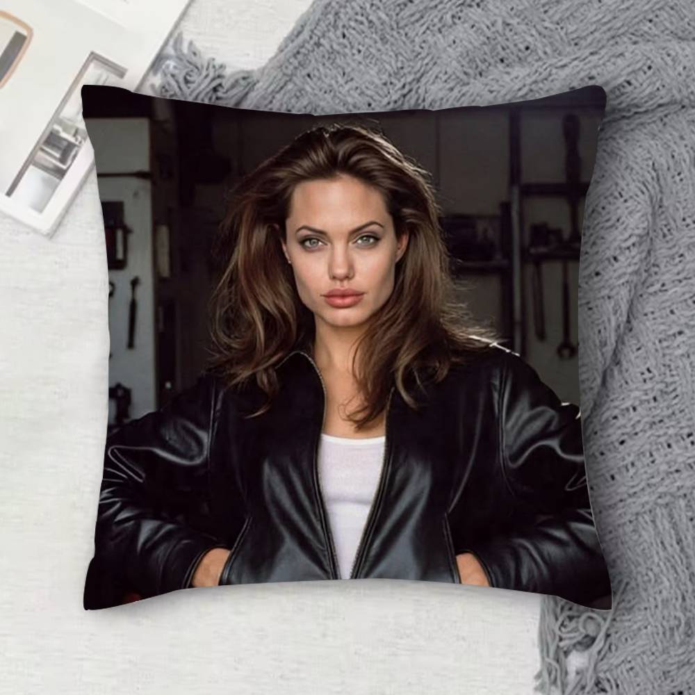 AAngelina jolie Doublesided Printed Square Decorative Cushion Cover for Sofa Living Room Home Decor
