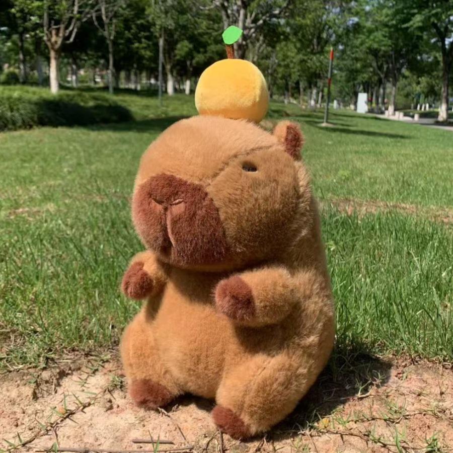 Капибара Плюшевые Куклы Каваи Набитые Аниме Оранжевая Капибара Черепаха Рюкзак Капибала Мягкие Милые Детские Игрушки Подарок на День Рождения Рождество