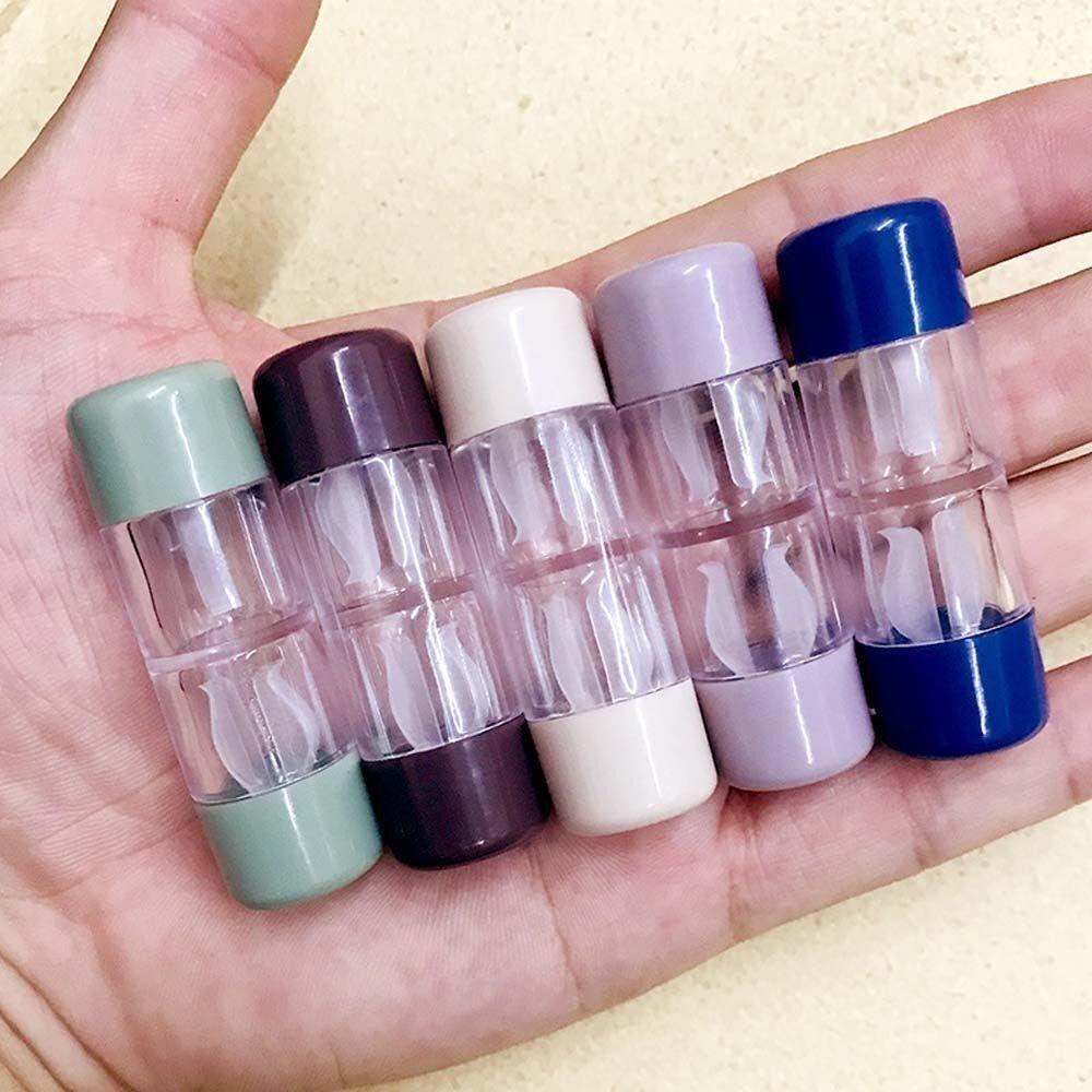 Solid Color Contact Lens Case Cylindrical Eye Care Lenses Box Portable Contact Lens Container