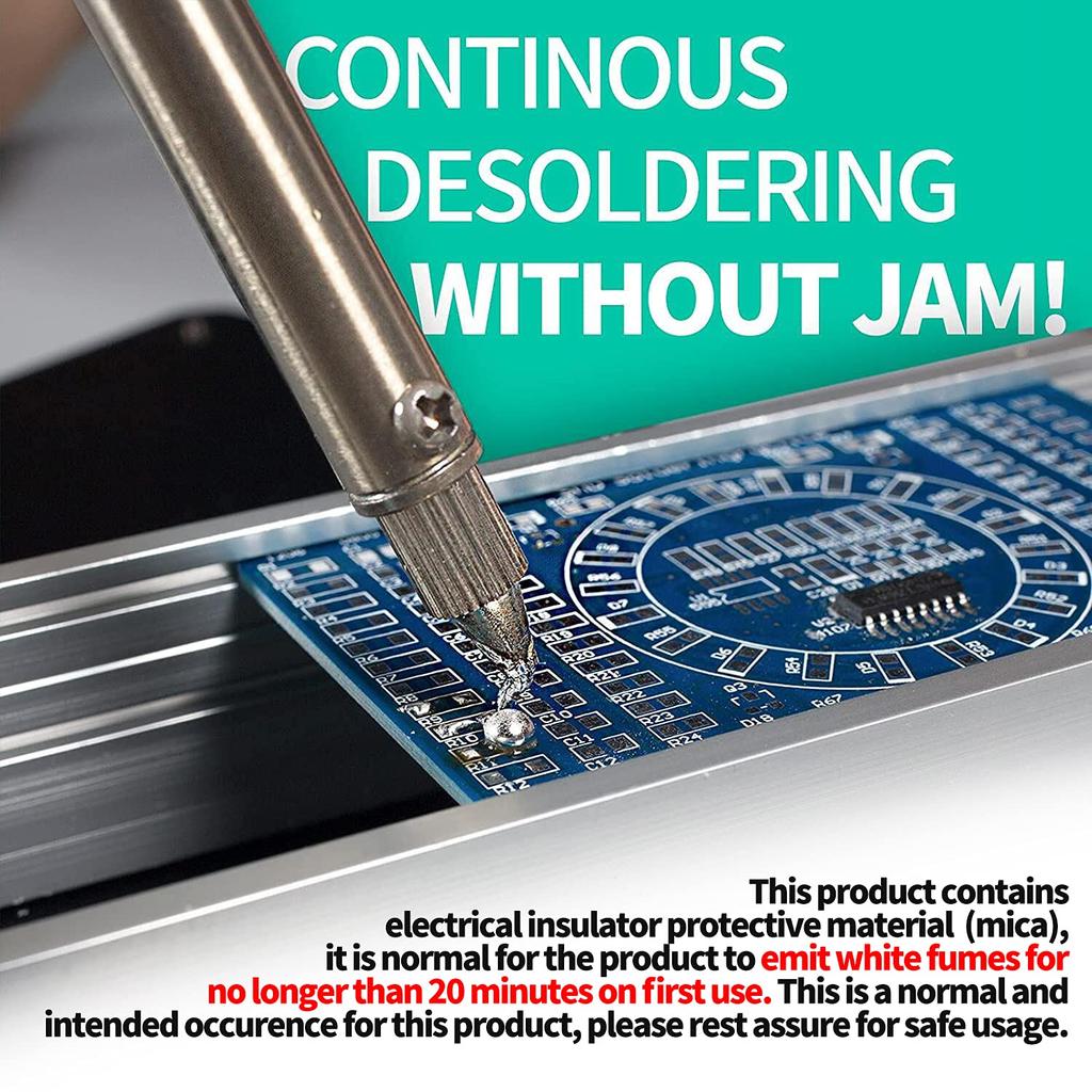 929D-V Electric Desoldering Soldering Iron Solder Sucker Desoldering Pump with Shorter Charging Handle and Desoldering Nozzles 1.0mm 1.2mm