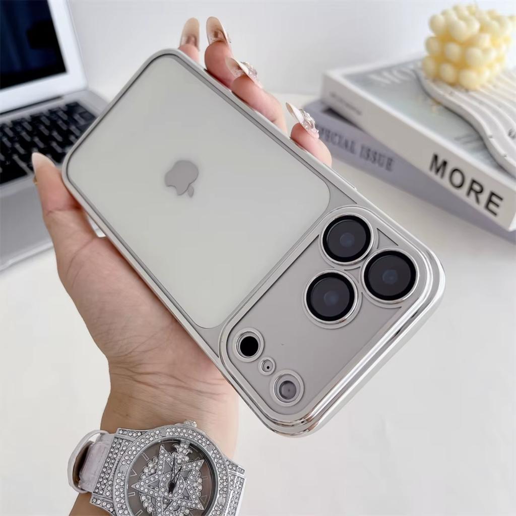 Прозрачный гальванизированный чехол для телефона для iPhone 17 Air 16 15 Plus 14 Pro Max 13 12 Mini Мягкий чехол из ТПУ с защитной пленкой для объектива