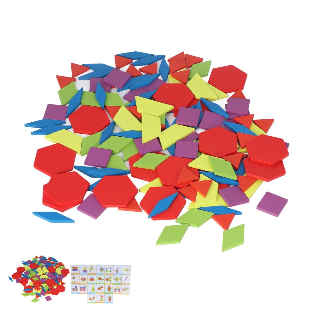 Игрушки Tangram, развивающие яркие геометрические формы, головоломки, деревянные блоки с узорами, набор для детей