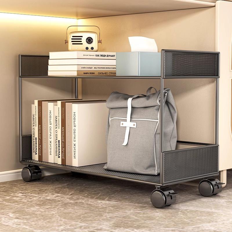 Office Desk Underneath Rolling File Folder Organization Tool Double Layer Cart Book Storage Cabinet Simple Bookshelf Rack