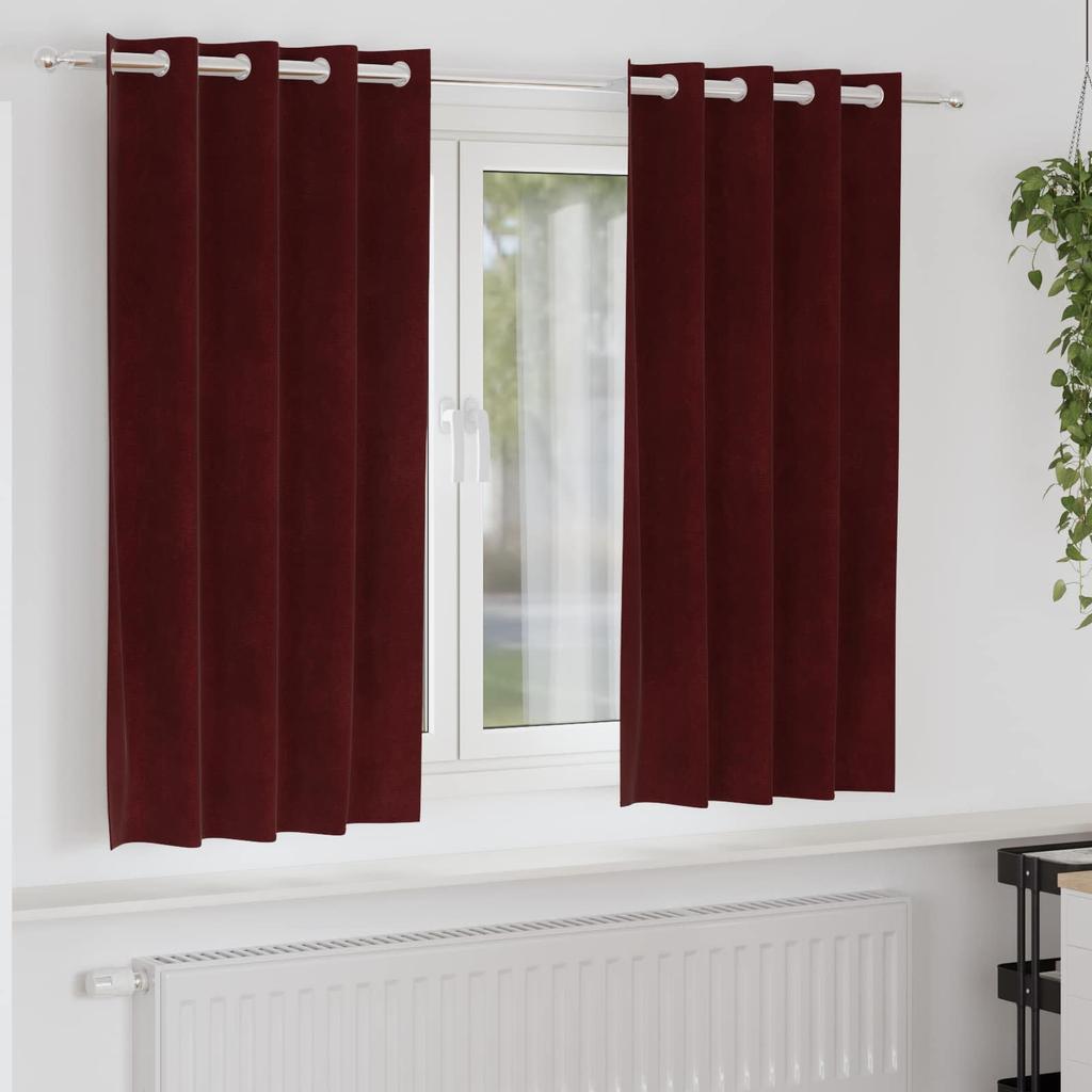 Blackout Curtains 2 pcs Burgundy 140 x 175 cm Velvet