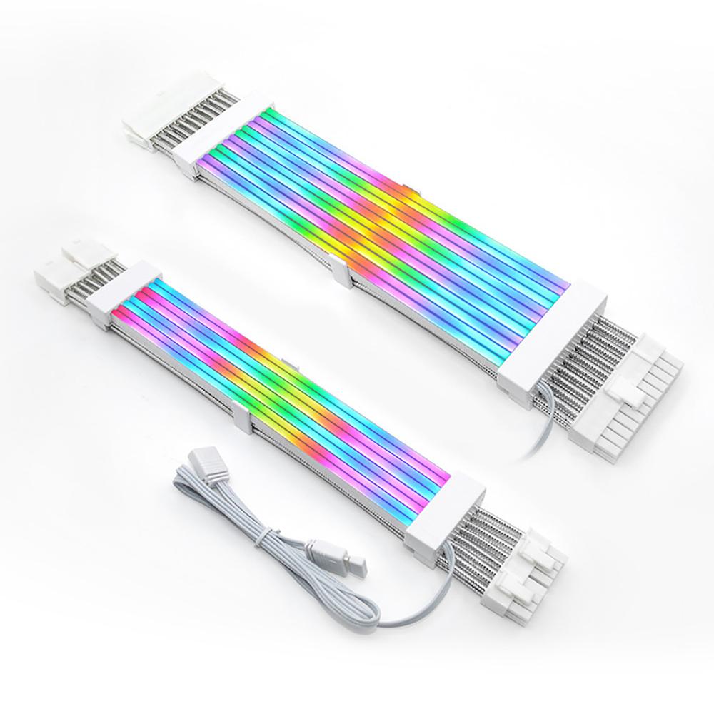 Комплект удлинительных кабелей для блока питания 18AWG ARGB Sync, ATX 24PIN, VGA GPU PCI-E 8PIN, RGB, для материнской платы компьютера PC
