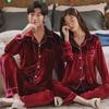 Korean Gold Velvet Couple Pajamas - Autumn/Winter Long Sleeve Set for Men & Women, Plus Size Wedding Edition.