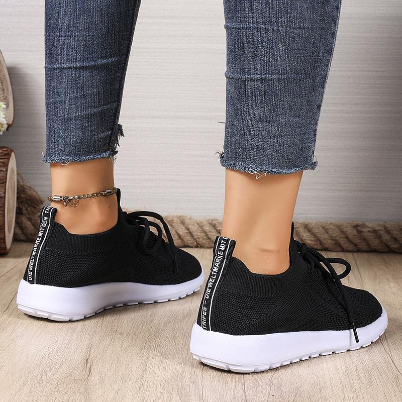 Fashion Breathable Mesh Casual Sneakers Women 2025 Comfortable Soft Sole Knitted Flats Woman Slip On Walking Running Shoes Size 36-43