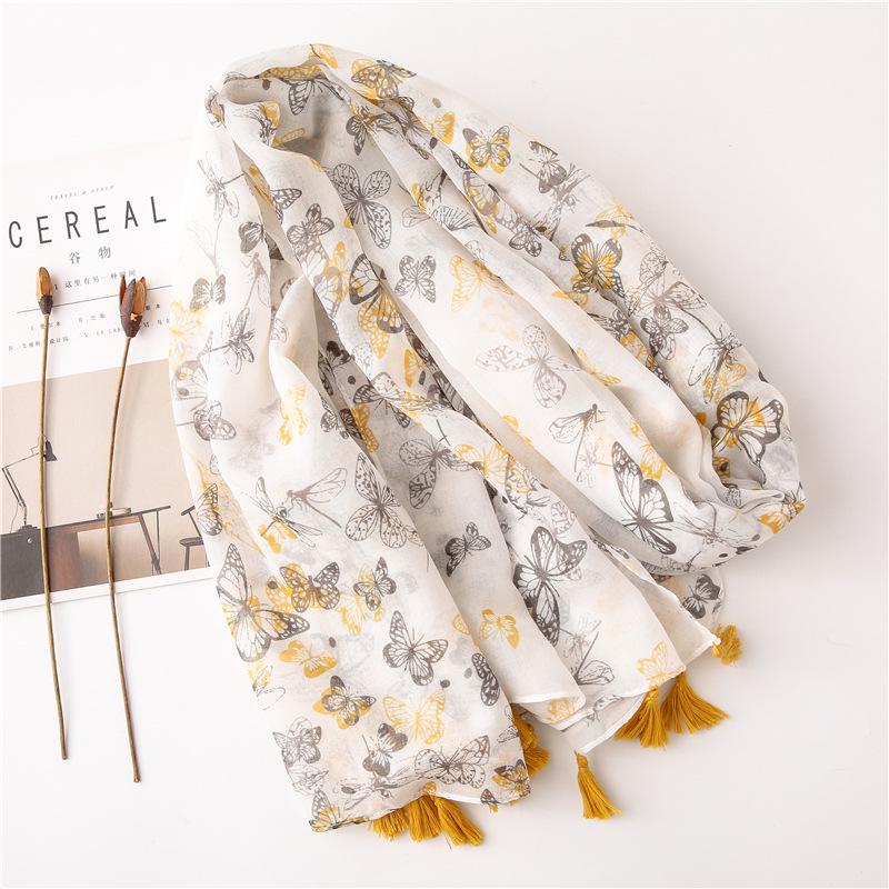 Women's Spring/Summer Sweet Butterfly Scarf - Versatile Cotton & Linen Shawl