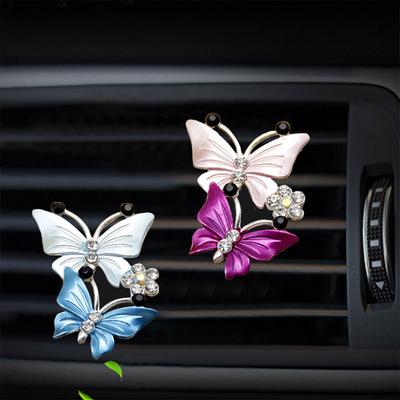 Украшение салона автомобиля, прекрасная двойная бабочка, автомобильный воздуховыпускной освежитель, зажим для духов, аромадиффузор, декор, автозапчасти