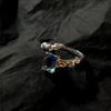 Creative Design Chameleon Blue Zircon Ring for Woman Personality Trend Geometric Liquid Irregular Ring Jewelry