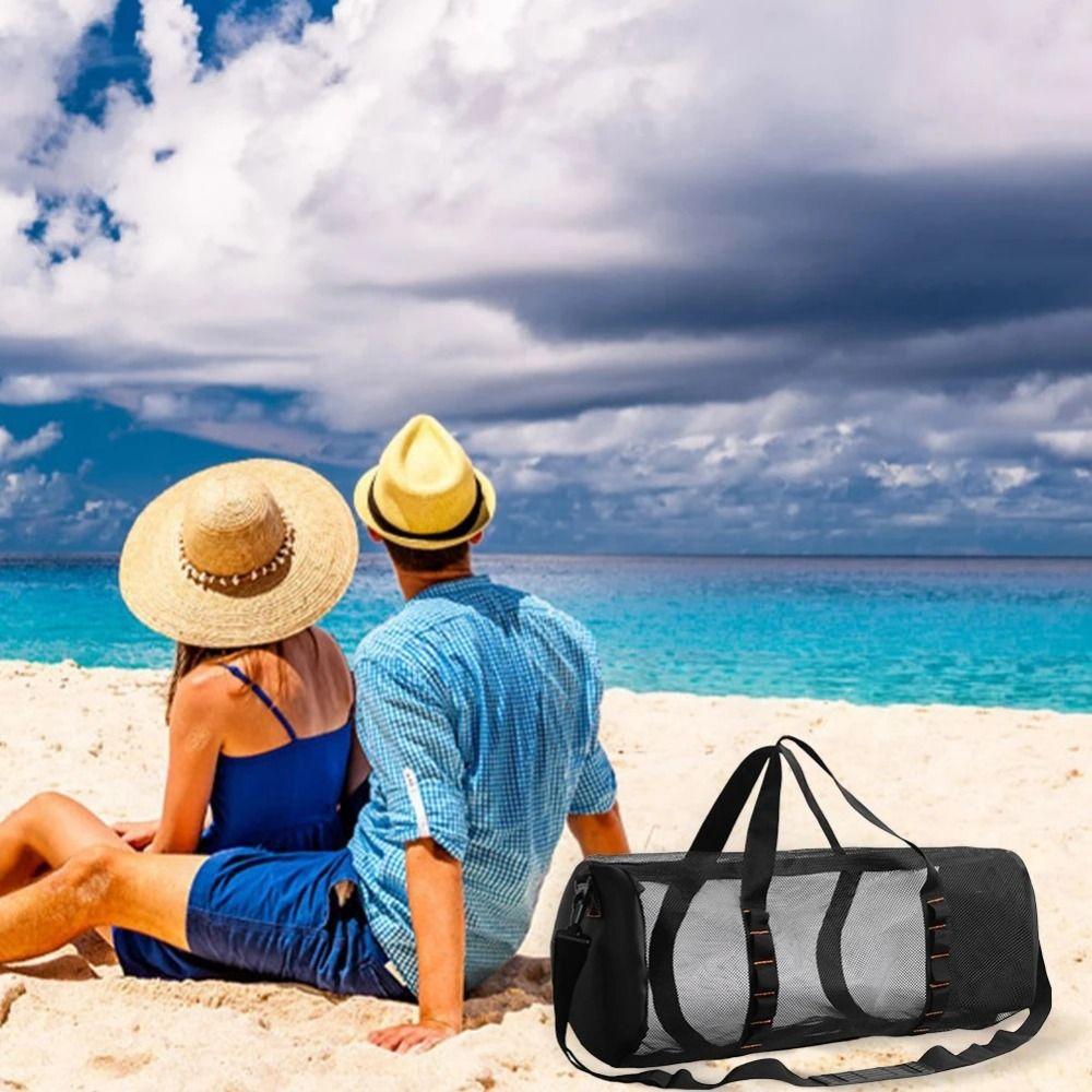 Foldable Mesh Dive Bag Adjust Shoulder Strap Dive Gear Pouch Mesh Travel Duffle  Beach Activities