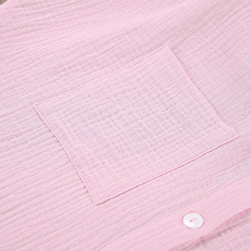 Solid Colour Crepe Cotton Pajamas Long Sleeve Shorts Ruffle Two Piece Set Homewear Ladies