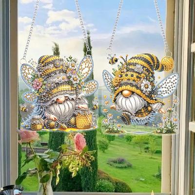 2 шт. Гном 2D/Плоский DIY Специальная форма Подвесной Алмазная Живопись Наборы Алмазная Живопись Набор Алмазное Искусство Подвеска Настенная Дверная Декорация