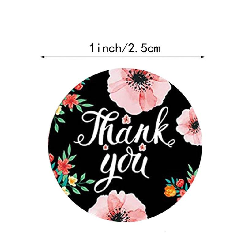 500pcs/roll Round Floral Thank You Stickers Envelope Seal Sticker