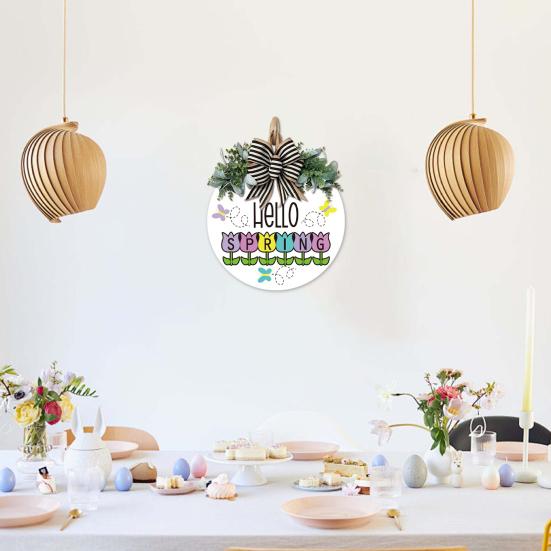 Привет, весна, дверной знак, весеннее украшение, деревянный венок, входная дверь, приветственный знак для фермерского дома, крыльца, внутреннего и наружного декора