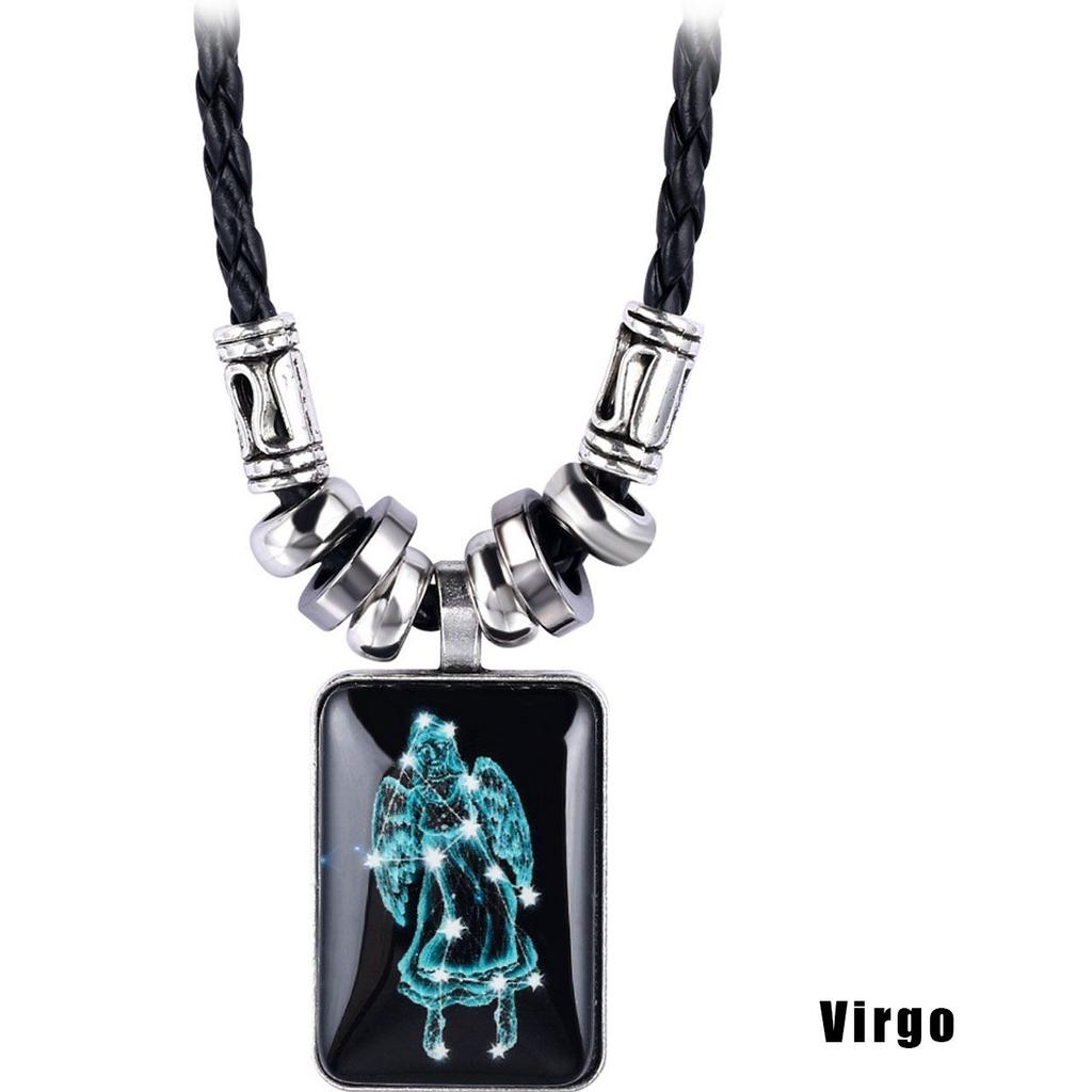 Ladies 12 Zodiac Astrology Design Pendant Necklace Constellation Galaxy