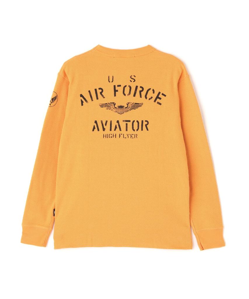 AVIREX HONEYCOMB WAFFLE USAF L/S T-SHIRT M orange 783-5230030