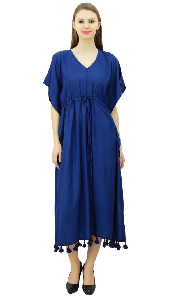 Bimba Женский длинный макси кимоно кафтан вискозный ночной халат с кисточками и завязками