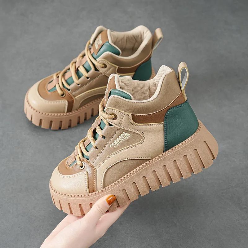 Платформенные хлопковые туфли Новые зимние теплые повседневные платформенные женские туфли для улицы Плюшевые утолщенные Высококачественные женские кроссовки