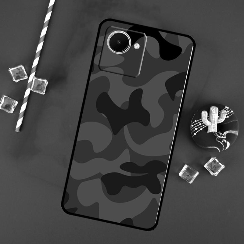 Black Night Camo Camouflage For Realme C71 C75 C55 C53 C67 C61 C33 C63 C51 10 11 12 13 14 Pro Plus C65 GT7 15 Pro Case