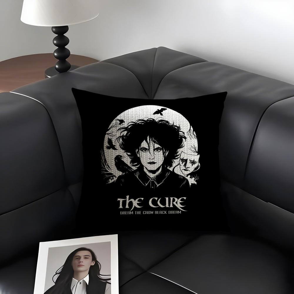 TThe CureS Rock Band Cushion Cover Natural Linen Organic Fabric DoubleSided Printing Sofa Home Decor Gift Pillow Case