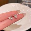Серьги-бантики из серебра 925 пробы с цирконием — простые, элегантные мини-серьги для студентов