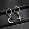 Personality Asymmetric Star and Moon Zircon Hoop Earrings Jewelry for Women