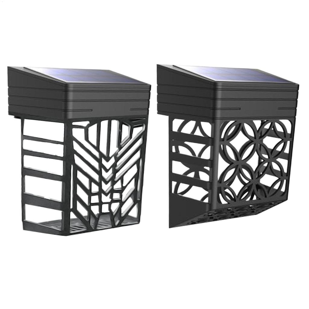 Solar Lights for Fence 2 Pieces Solar Powered Deck Lights Hollow out Design Wall Sconce for Patio Backyard Fence Stair Pathway