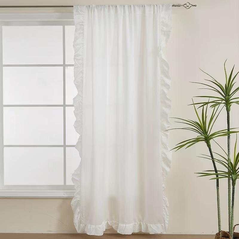 White Blocking Velvet Curtains, Opaque To Light, High-End Sense, Light Luxury Splicing Window Screen, Balcony Bay Window Screen Curtain
