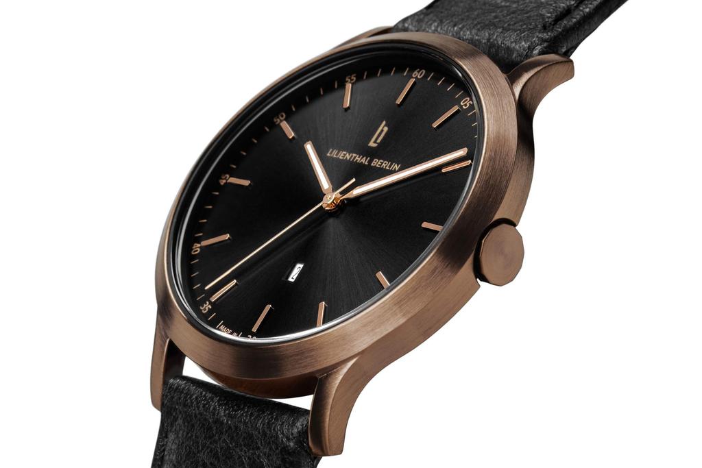 Lilianthal Berlin Made in Black Men's Watch, Date, Germany, H01-106-B004LB,