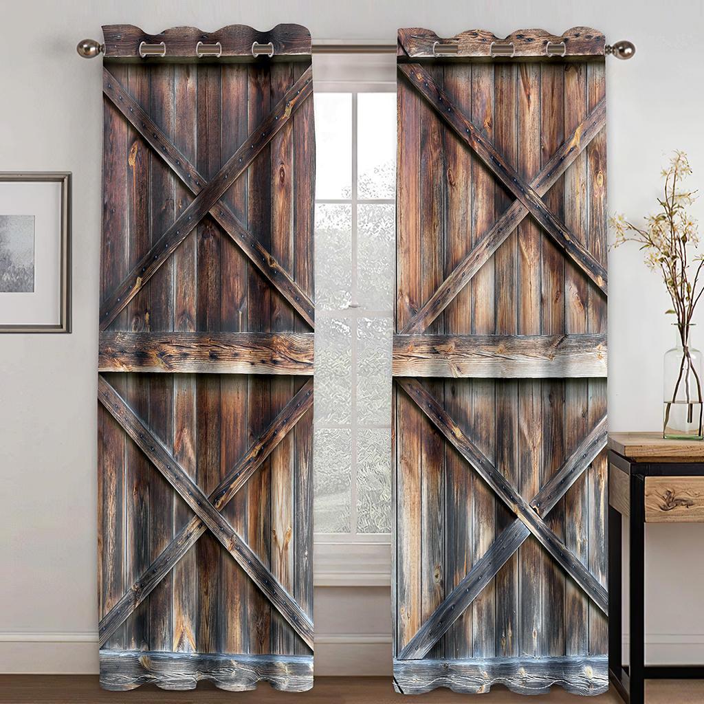 Текстура деревянной двери Винтажные шторы для спальни Гостиная Шторы Кухня Детская комната Оконные шторы Современный домашний декор