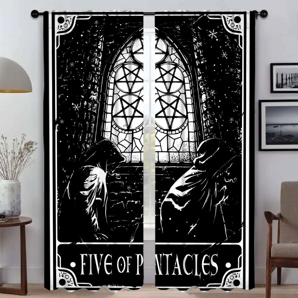 Домашний интерьер Шторы для гостиной Deadly Tarot The Sun Tin Sign Blackout Curtains 2 Pieces Partition Window Curtain Shades
