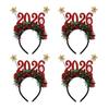4Pcs Headband with Snowflake Decor Sparkling Number 2026 Hair Hoop Glasses Festive Christmas Party Accessory