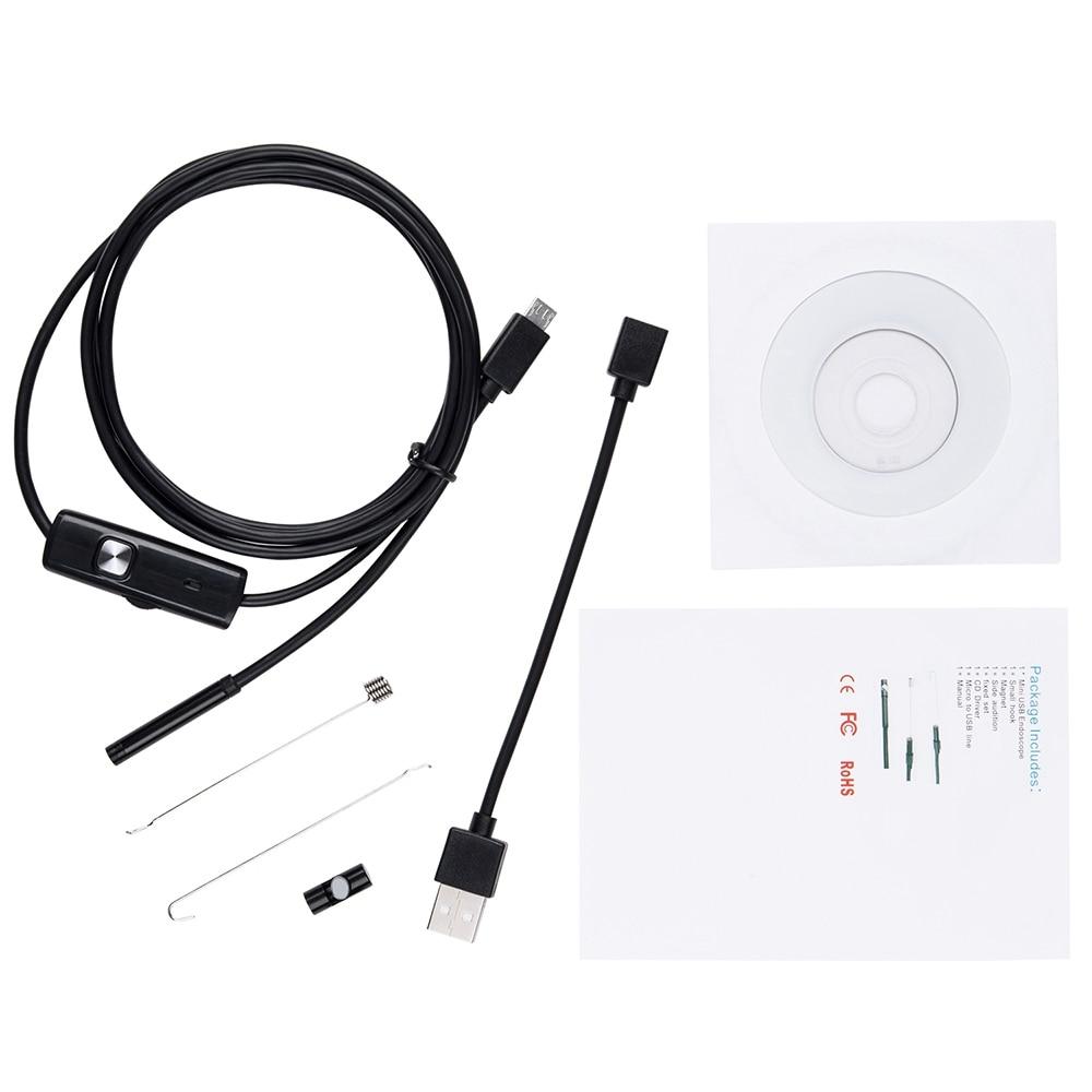 7MM IP67 Waterproof Endoscope Camera 6 LEDs Adjustable USB Android Flexible Inspection Borescope Cameras for Phone PC
