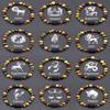 12 Zodiac Constellation Signs Bracelets for Men Women Tiger Eye Sparrow Picture Stone Beads Bracelet Virgo Charm Couple Jewelry