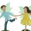 Fairy Figurine Statue Decorating Craft Cute Running Male and Female Sculpture for Flower Pots