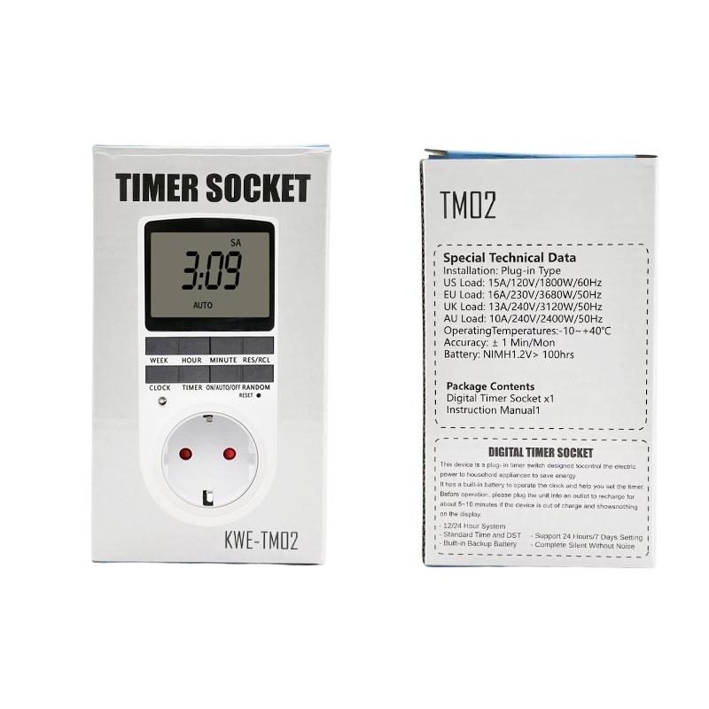 EU US FR BR Plug 7-Day 12/24-Hour Programming Timer Socket Electronic Digital Timer Switch Intelligent Kitchen Timer Socket3