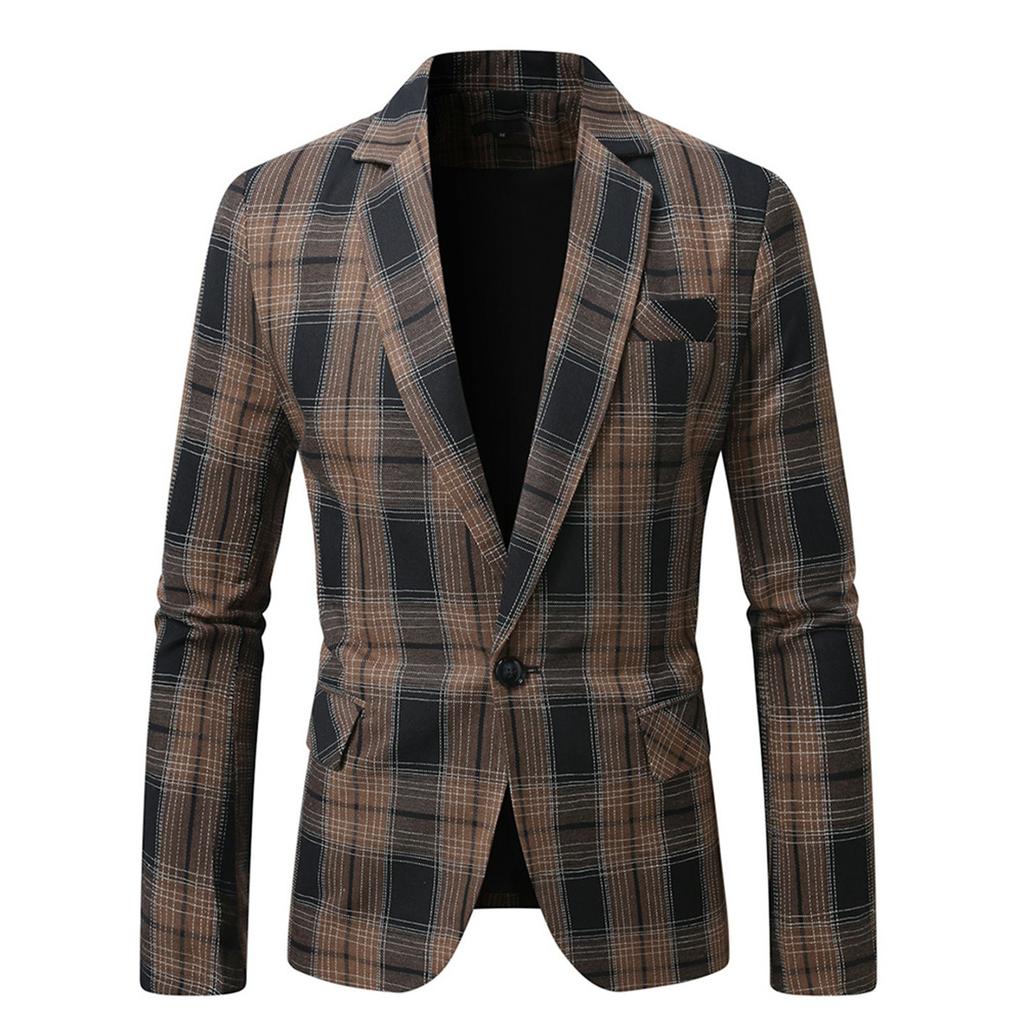 Men's Spring Casual Stand Collar Long Sleeve Single Breasted Suit