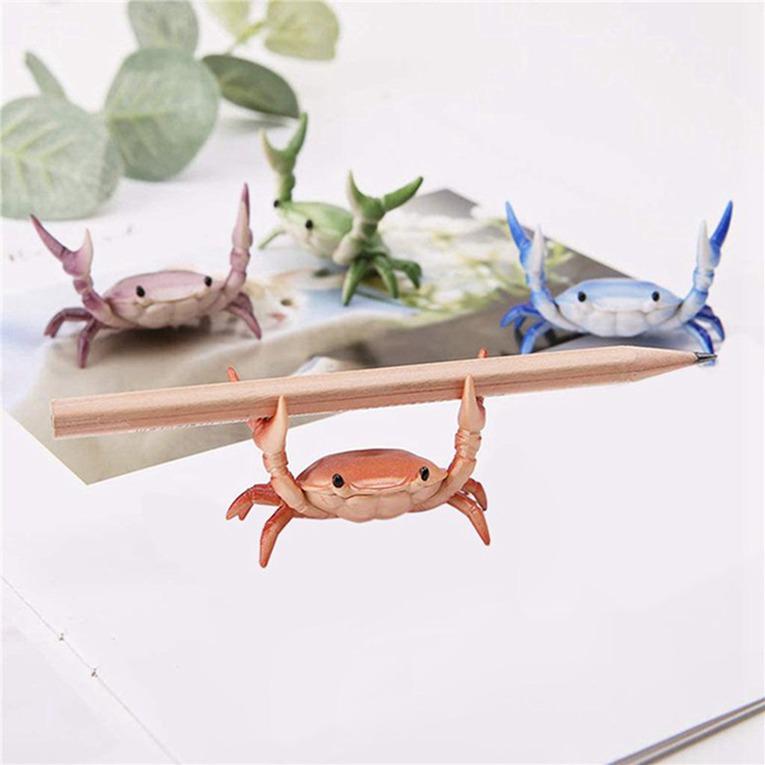 Creative Cute Storage Rack Stationery Gift Crab Pen Holder Weightlifting Crab Stand Ornament Toy