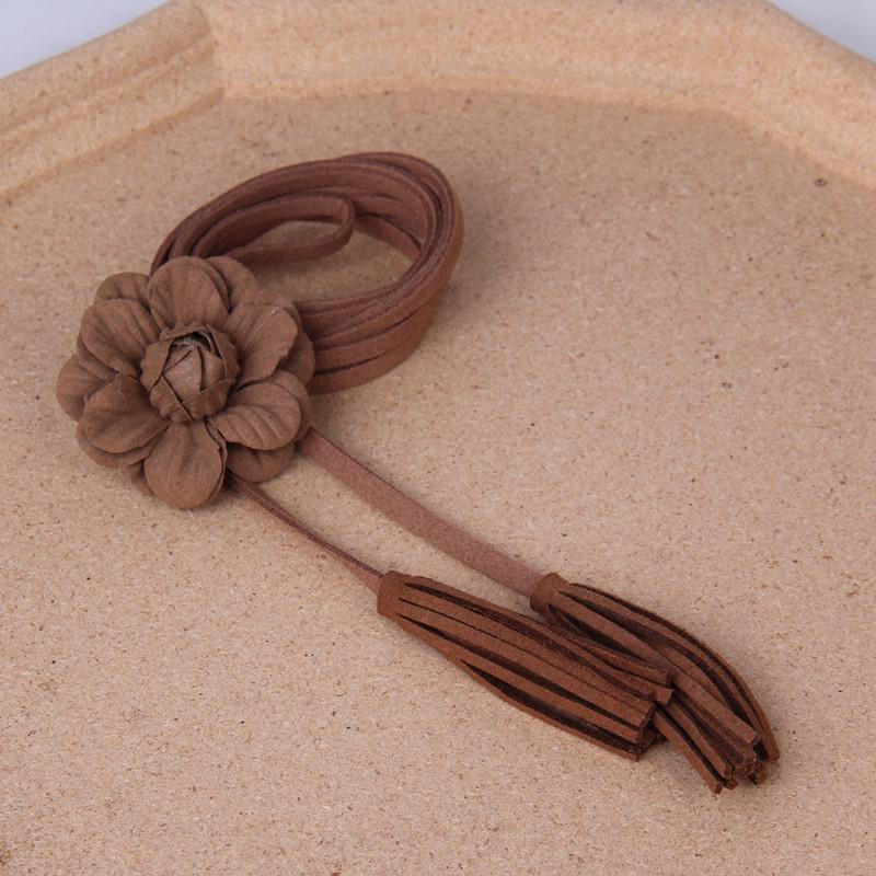 Этнический стиль Простой тонкий ремень Женский летний с пальто Цветочная отделка Поясная веревка Женский замшевый ремень с бахромой Поясная веревка