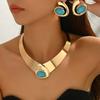 Exaggerated Necklace Earrings Set Black/Blue/Rose Pink Jewelry Accessories Banquet
